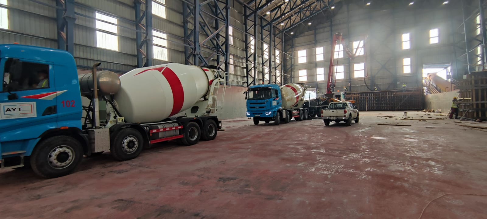 AYT mixer trucks inside the HLP warehouse
